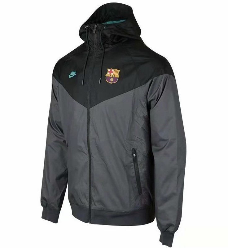 Windjacke Barcelona 2019-20 Grau Schwarz Fussballtrikots Günstig